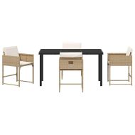 Комплект за хранене в градината 5 pcs Бежово Полиратан