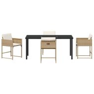 Комплект за хранене в градината 5 pcs Бежово Полиратан