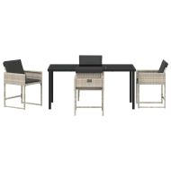 Комплект за хранене в градината 5 pcs Светлосиво Полиратан