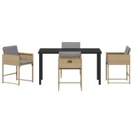 Комплект за хранене в градината 5 pcs Бежово Полиратан