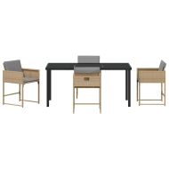 Комплект за хранене в градината 5 pcs Бежово Полиратан