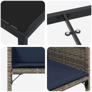 Комплект за хранене в градината 5 pcs Сив полиратан