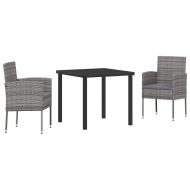 Комплект за хранене в градината 3 pcs Сив полиратан