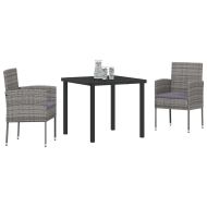 Комплект за хранене в градината 3 pcs Сив полиратан