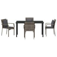 Комплект за хранене в градината 5 pcs Сив полиратан