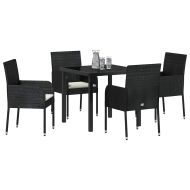 Комплект за хранене в градината 5 pcs Черно полиратан