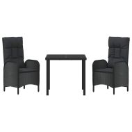 Комплект за хранене в градината 3 pcs Черно полиратан