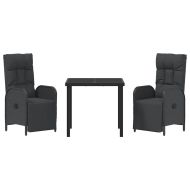 Комплект за хранене в градината 3 pcs Черно полиратан