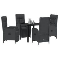 Комплект за хранене в градината 5 pcs Черно полиратан