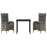 Комплект за хранене в градината 3 pcs Сив полиратан