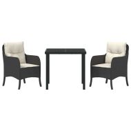 Комплект за хранене в градината 3 pcs Черно Полиратан