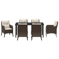 Комплект за хранене в градината 7 pcs Кафяво Полиратан