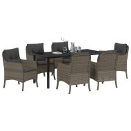 Комплект за хранене в градината 7 pcs Сив Полиратан