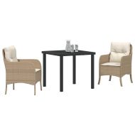 Комплект за хранене в градината 3 pcs Бежово Полиратан