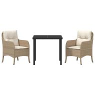 Комплект за хранене в градината 3 pcs Бежово Полиратан