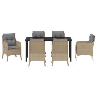 Комплект за хранене в градината 7 pcs Бежово Полиратан