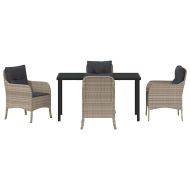 Комплект за хранене в градината 5 pcs Светлосиво полиратан