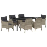 Комплект за хранене в градината 7 pcs Светлосиво полиратан