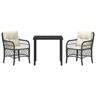 Комплект за хранене в градината 3 pcs Черно полиратан