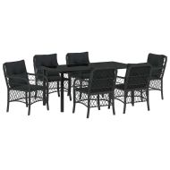 Комплект за хранене в градината 7 pcs Черно полиратан