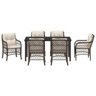 Комплект за хранене в градината 7 pcs Кафяво полиратан