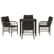 Комплект за хранене в градината 5 pcs Сив полиратан