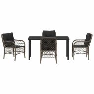 Комплект за хранене в градината 5 pcs Сив полиратан