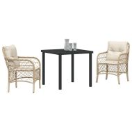 Комплект за хранене в градината 3 pcs Бежово полиратан