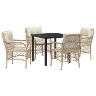 Комплект за хранене в градината 5 pcs Бежово полиратан