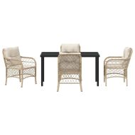 Комплект за хранене в градината 5 pcs Бежово полиратан