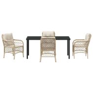 Комплект за хранене в градината 5 pcs Бежово полиратан