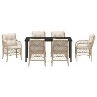 Комплект за хранене в градината 7 pcs Бежово полиратан