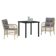 Комплект за хранене в градината 3 pcs Бежово Полиратан