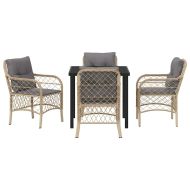 Комплект за хранене в градината 5 pcs Бежово полиратан