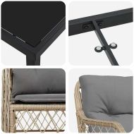 Комплект за хранене в градината 5 pcs Бежово полиратан