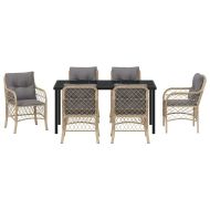 Комплект за хранене в градината 7 pcs Бежово полиратан