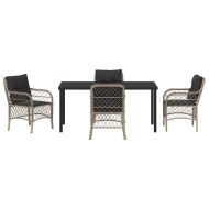 Комплект за хранене в градината 5 pcs Светлосиво полиратан