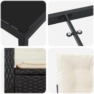 Комплект за хранене в градината 5 pcs Черно полиратан