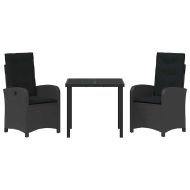 Комплект за хранене в градината 3 pcs Черно полиратан