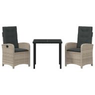 Комплект за хранене в градината 3 pcs Светлосиво полиратан