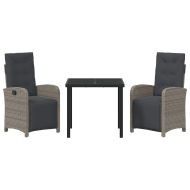 Комплект за хранене в градината 3 pcs Сив полиратан