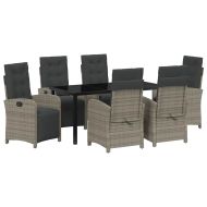 Комплект за хранене в градината 7 pcs Сив полиратан