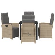 Комплект за хранене в градината 5 pcs Бежово полиратан