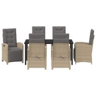 Комплект за хранене в градината 7 pcs Бежово полиратан