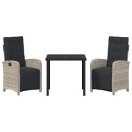 Комплект за хранене в градината 3 pcs Светлосиво полиратан