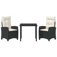 Комплект за хранене в градината 3 pcs Черно полиратан