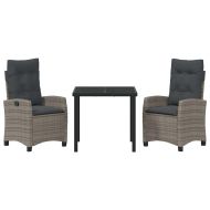 Комплект за хранене в градината 3 pcs Сив полиратан