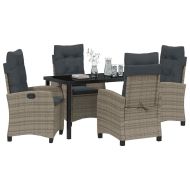 Комплект за хранене в градината 5 pcs Сив полиратан