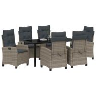 Комплект за хранене в градината 7 pcs Сив полиратан