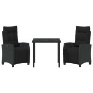 Комплект за хранене в градината 3 pcs Черно полиратан